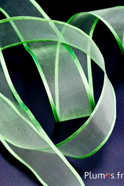 Organzaband mit Drahtkante - 100 x 4 cm - hellgrüun